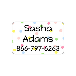 name and contact clothing labels for kids in pom pom rainbow