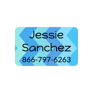 kids' laundry-safe contact clothing labels in zig zag blue