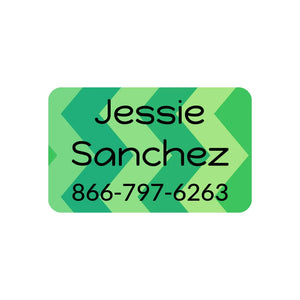 kids' laundry-safe contact clothing labels in zig zag green