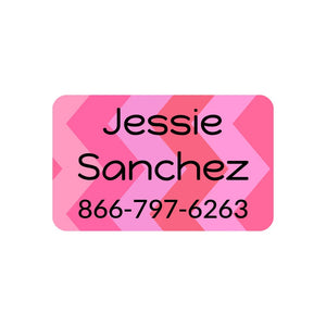 kids' laundry-safe contact clothing labels in zig zag pink