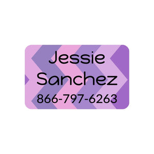kids' laundry-safe contact clothing labels in zig zag purple
