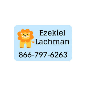 zoo animals light blue contact clothing labels
