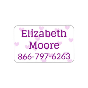 rectangle iron-on clothing labels sweetheart white purple