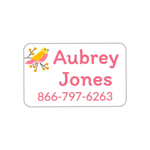 circle iron-on name stickers in canary