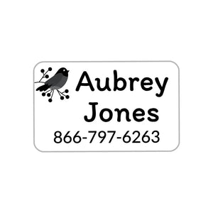 circle iron-on name stickers in raven