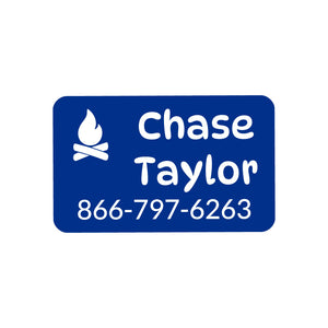 rectangle iron-on clothing labels campsite ocean blue