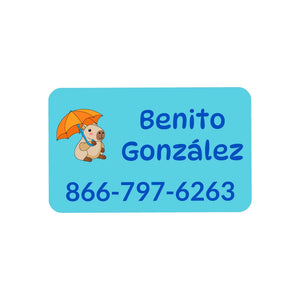 rectangle iron-on clothing labels capybara blue