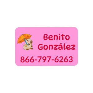 rectangle iron-on clothing labels capybara pink