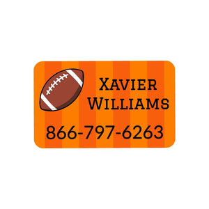 rectangle iron-on name stickers for kids in football orange