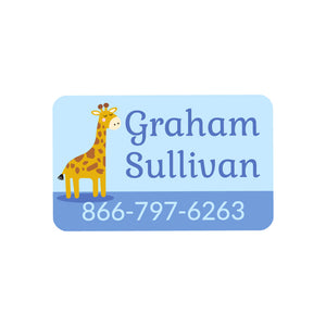 rectangle iron-on clothing labels giraffe blue