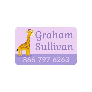 rectangle iron-on clothing labels giraffe purple