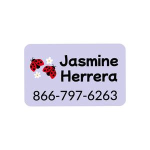 rectangle iron-on clothing labels ladybug periwinkle