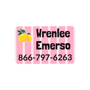 rectangle iron-on clothing labels lemons pink