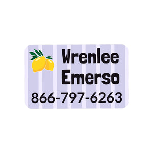rectangle iron-on clothing labels lemons purple