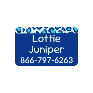 rectangle iron-on clothing labels leopard print blue