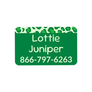 rectangle iron-on clothing labels leopard print green