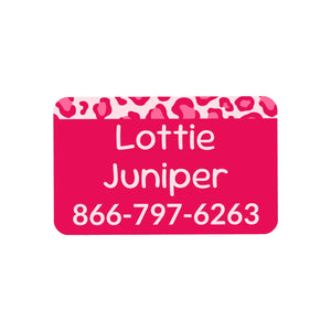 rectangle iron-on clothing labels leopard print pink