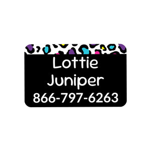 rectangle iron-on clothing labels leopard print rainbow