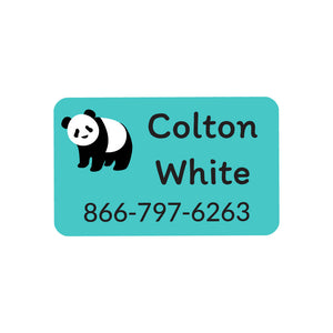 rectangle iron-on clothing labels panda aqua