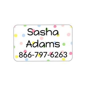 kids' rectangle iron-on labels in pom pom rainbow