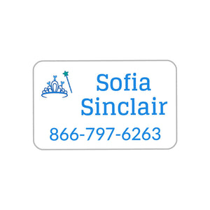 rectangle iron-on clothing labels princess white - blue