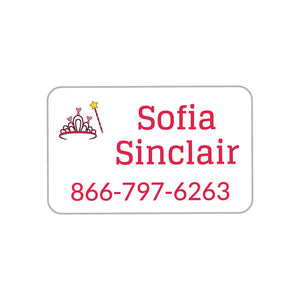 rectangle iron-on clothing labels princess white - pink