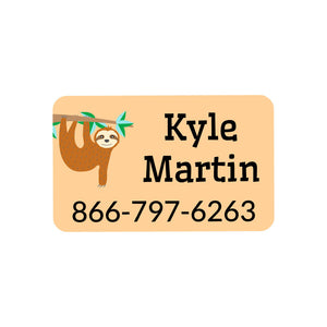 rectangle iron on clothing labels for kids sloth orange