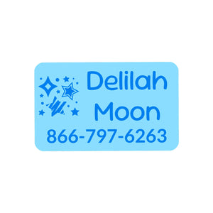 rectangle iron-on clothing labels stars blue
