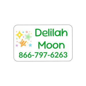 rectangle iron-on clothing labels stars green rainbow