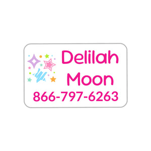 rectangle iron-on clothing labels stars pink rainbow