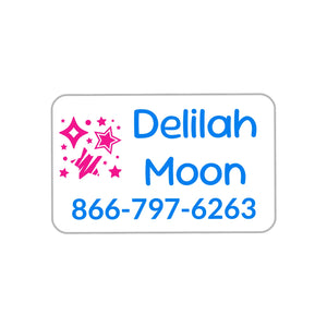 rectangle iron-on clothing labels stars pink blue