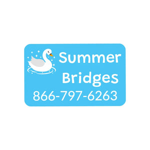 rectangle iron-on clothing labels swan bright blue
