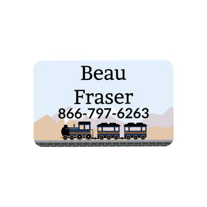 rectangle iron-on clothing labels train navy