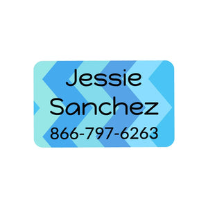 rectangle iron-on clothing labels for kids in zig zag blue