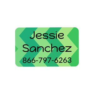 rectangle iron-on clothing labels for kids in zig zag green