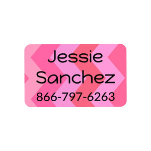rectangle iron-on clothing labels for kids in zig zag pink