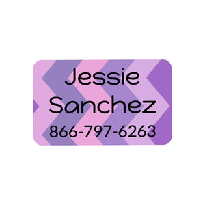 rectangle iron-on clothing labels for kids in zig zag purple