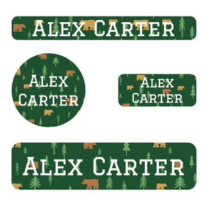 kids' waterproof small label bundle in bear forest green