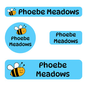small name stickers value pack for kids in bee blue