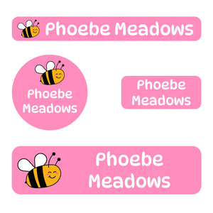 small name stickers value pack for kids in bee pink