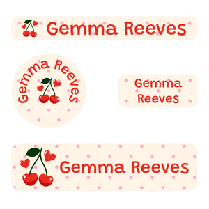 small name stickers value pack for kids in cherries cream