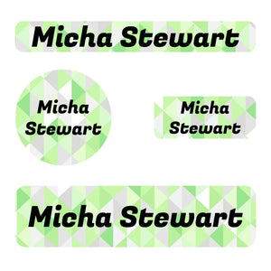 small name labels pack for kids in crystal prism peridot