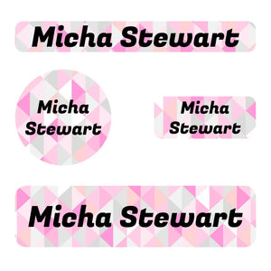 small name labels pack for kids in crystal prism rose quartz