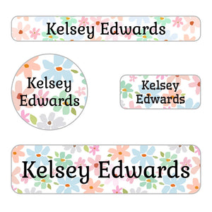 small name labels pack for kids in flowers