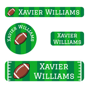 small name stickers value pack for kids in football green