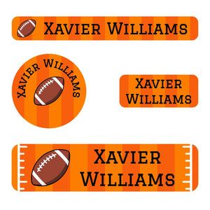 small name stickers value pack for kids in football orange