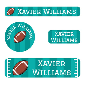 small name stickers value pack for kids in football turquoise
