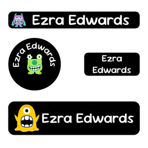small name stickers for kids value pack for kids in monsters black