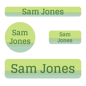 kids' small name labels bundle in ombre green