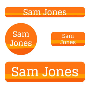 kids' small name labels bundle in ombre orange